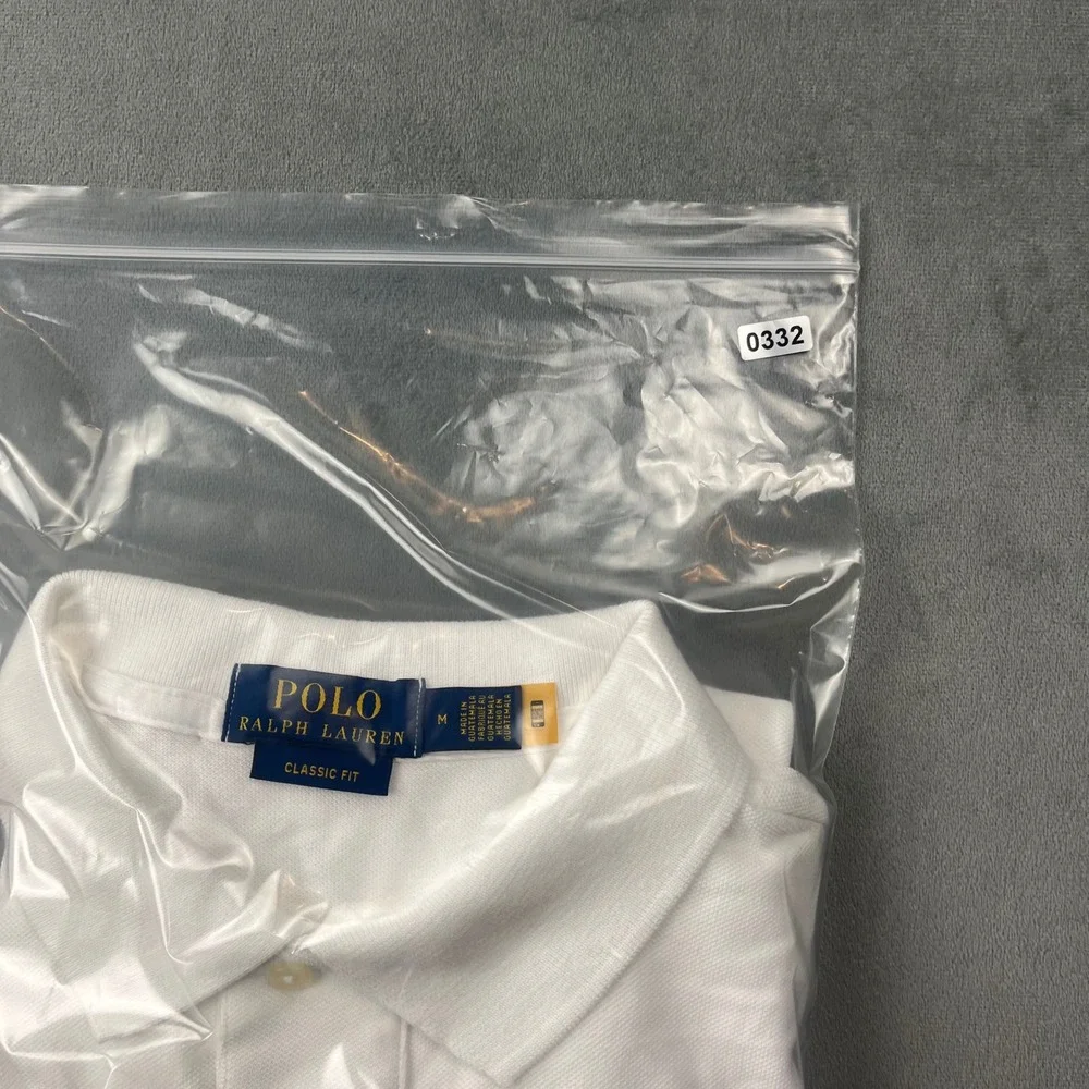 Polo Ralph Lauren Shirt Classic Fit Medium White Cotton NWT Flaws MSRP $118